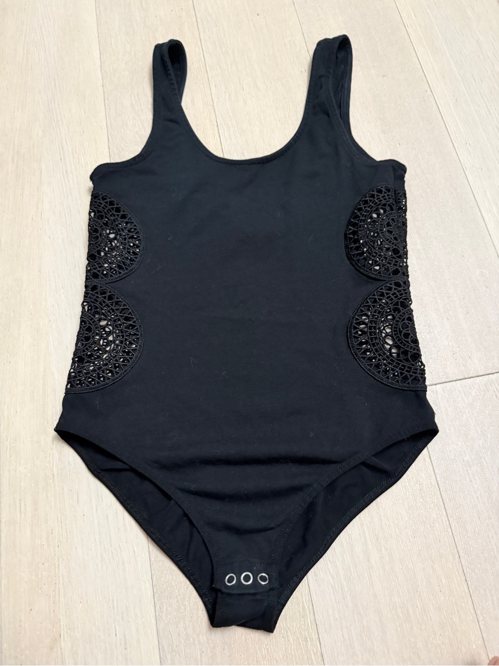 Topshop Black Crochet-Trim Bodysuit